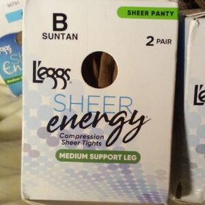NWT! Sheer Energy Compression Tights - Suntan 2 Pair